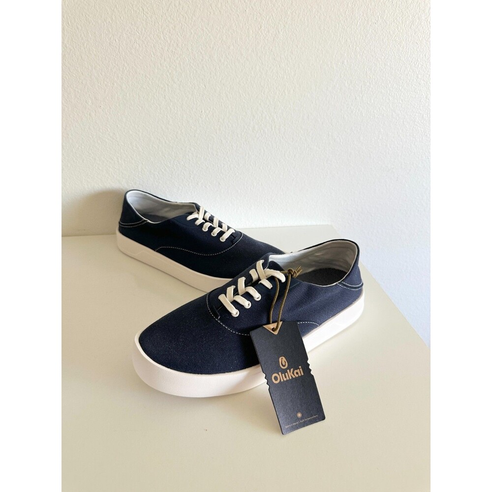 NWT Olukai Tradewind Mood Indigo Navy Blue Casual Shoes Sneakers Canvas Men's 10